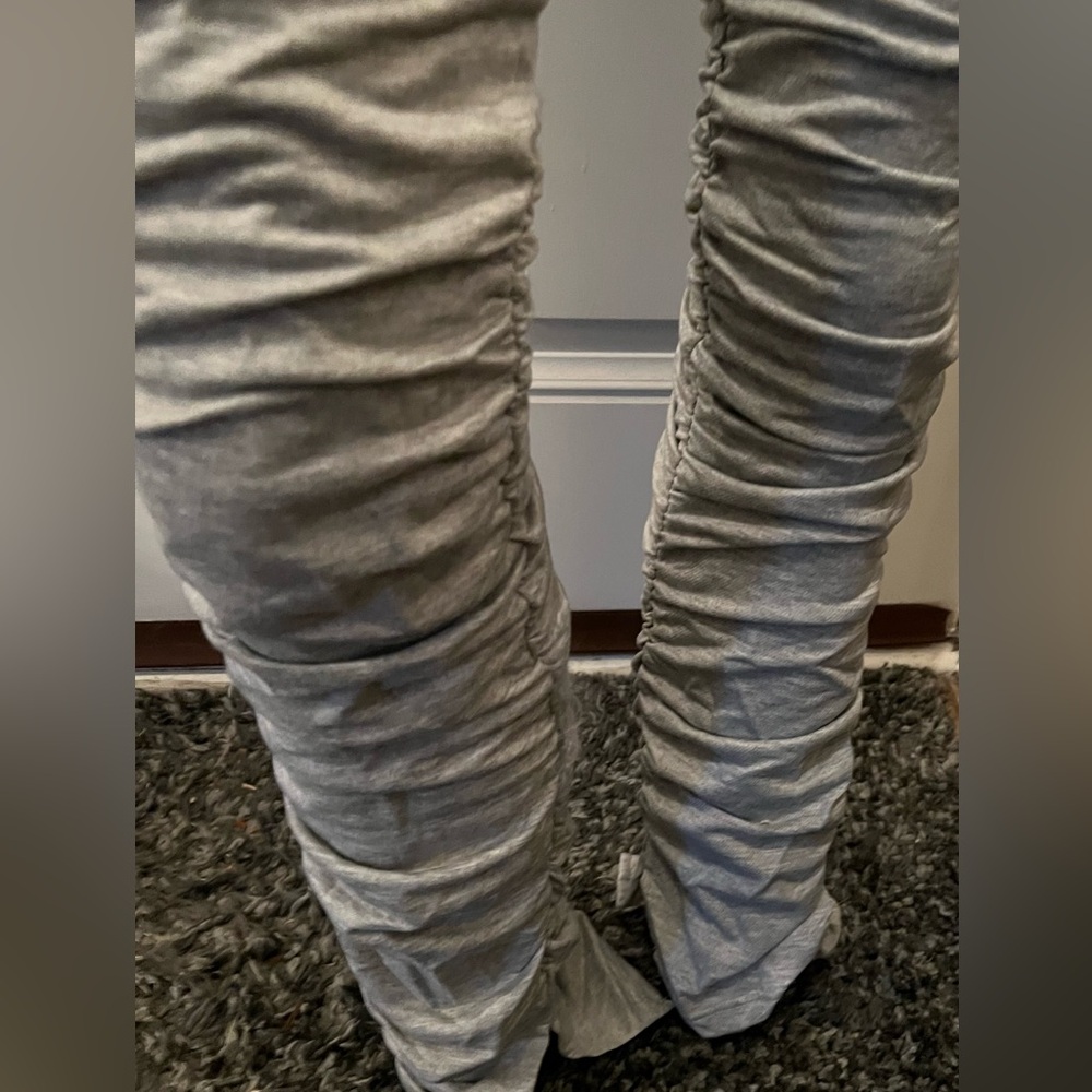 Gray Ruched Track Pants - Picture 4 of 4